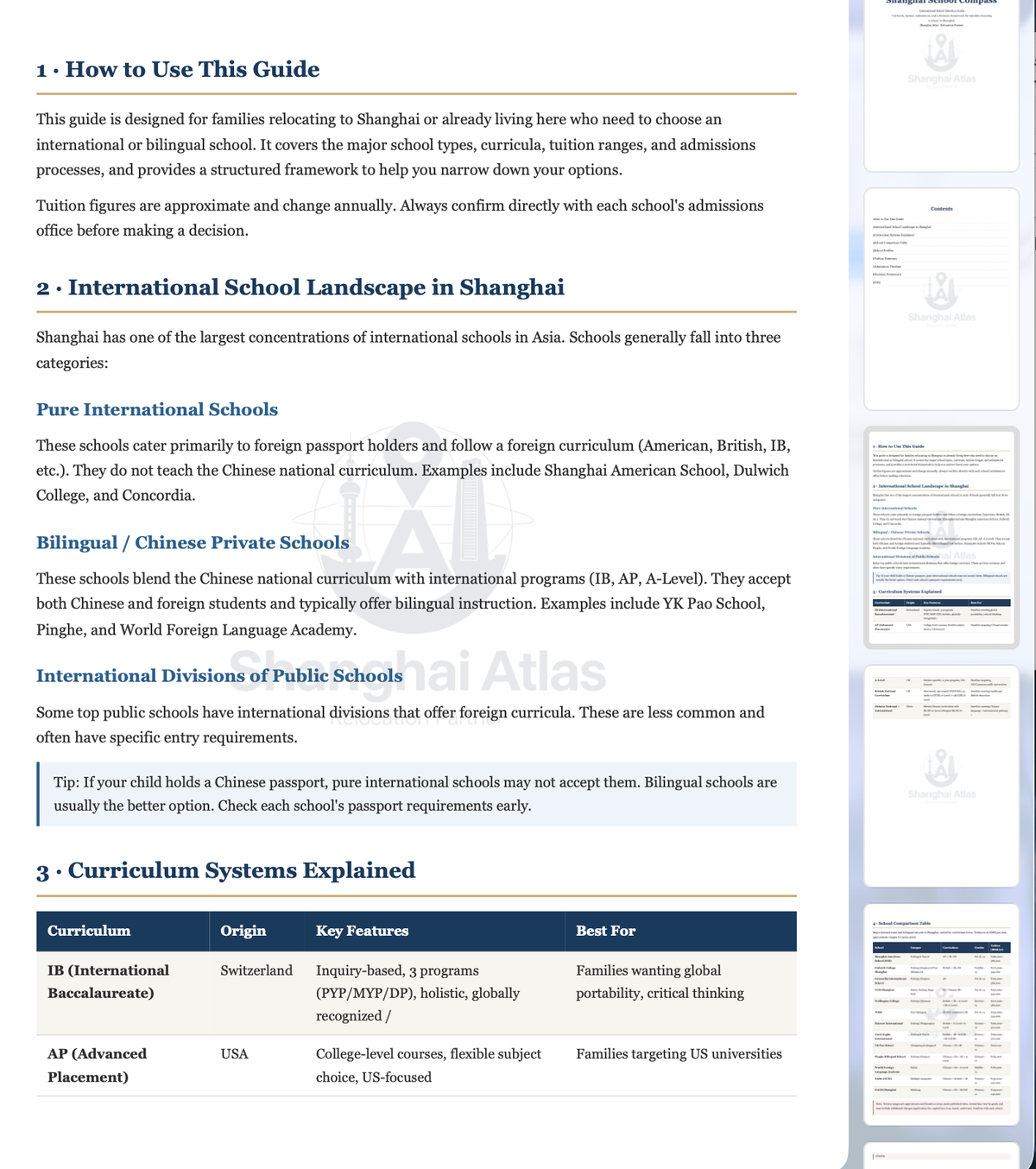 Shanghai School Compass — International School Selection Guide