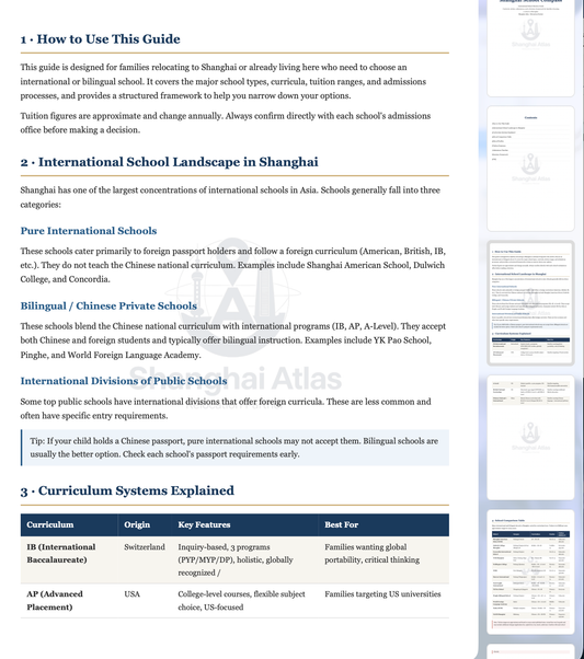 Shanghai School Compass — International School Selection Guide